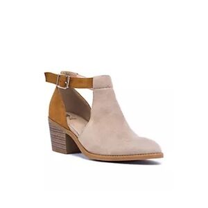 Tan and Cream Ankle Boots with Cut-Out Design